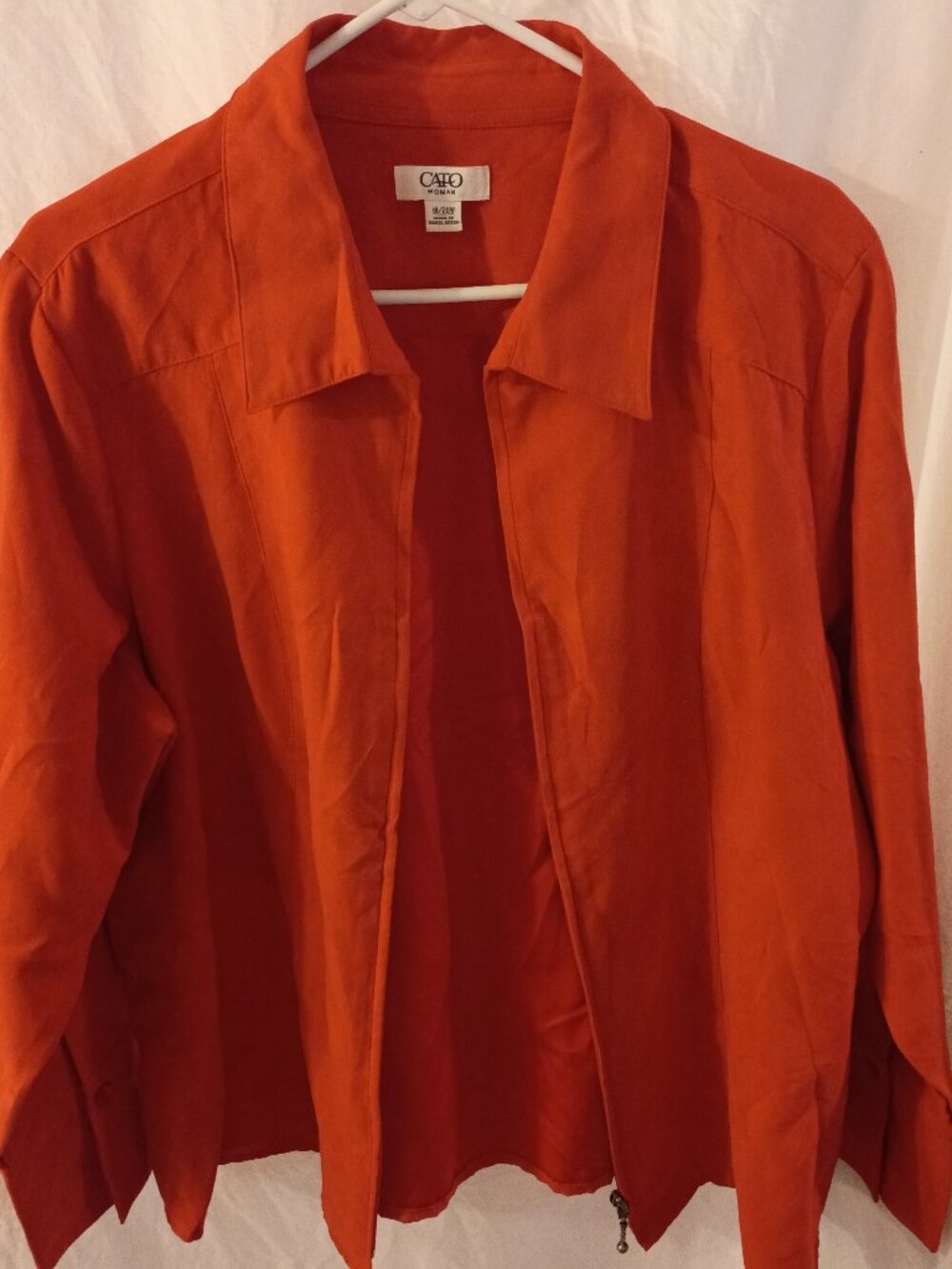 Women's Size 18/20 Burnt Orange Zip Up Jacket by Cato Fashions
